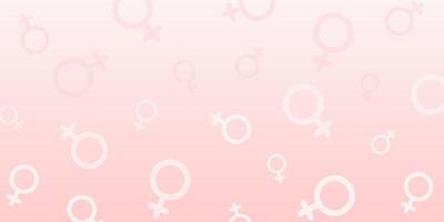 firande lutning rosa horisontell bakgrund med symboler av venus. mall för kvinnors dag, kön fest, varumärke, grattis eller inbjudningar vektor
