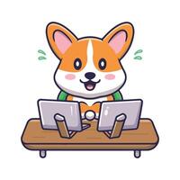 süß Karikatur Corgi Überarbeitung vektor