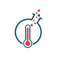 Thermometer und Labor Vektor Logo Vorlage Design.
