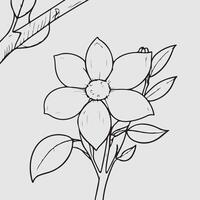 enkel teckning rader av en realistisk blomma uppflugen på gren blomma vektor