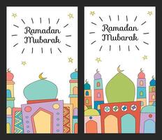 bunt Ramadan Mubarak Hand zeichnen Gekritzel Kunst vektor