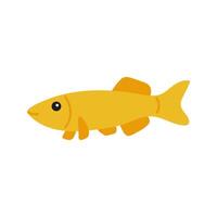 söt tropisk gul fisk. hand dragen vektor illustration för säsong- design.