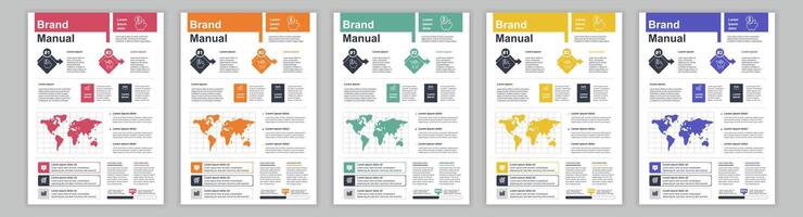 Lärm a3 Geschäft Marke Handbuch Vorlagen Satz. Unternehmen Identität Broschüre Seite mit Infografik finanziell Daten. Marketing Forschung, und kommerziell Angebot. Vektor Layout Design zum Poster, Abdeckung, Broschüre