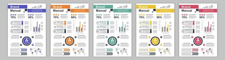 Lärm a3 Geschäft Marke Handbuch Vorlagen Satz. Unternehmen Identität Broschüre Seite mit Infografik finanziell Daten. Marketing Forschung, und kommerziell Angebot. Vektor Layout Design zum Poster, Abdeckung, Broschüre