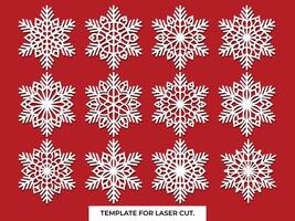 uppsättning av snöflingor. laser skära mönster för jul papper kort, design element, scrapbooking. vektor illustration.
