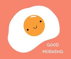 friterad ägg, Bra morgon. roligt begrepp. söt vektor illustration.