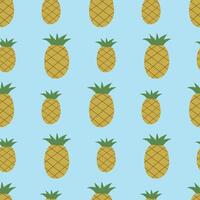 sömlös ananas mönster. ananas på en ljus blå bakgrund. vektor illustration för förpackning, omslag papper, omslag, fall.