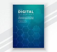 affisch broschyr omslag baner presentation layout mall, teknologi digital trogen internet nätverk förbindelse grön blå bakgrund, abstrakt cyber framtida tech kommunikation ai stor data vetenskap vektor