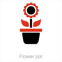 blomma pott och pott ikon begrepp vektor