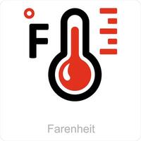 Fahrenheit och prognos ikon begrepp vektor