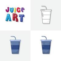 juice konst skiss, färg sida, platt och realistisk juice snabb mat illustration för barn vektor