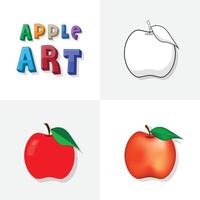 Apfel Kunst skizzieren, Färbung Buchseite, eben und realistisch Apfel Obst Illustration zum Kinder vektor