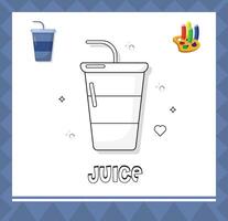 juice glas skiss, färg sida illustration för barn vektor