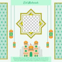 ramadan mall med Foto ram och ornament vektor