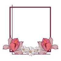 Blumen- Urlaub Rahmen mit Magnolien und Gänseblümchen Blumen Vektor Illustration