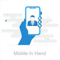 Handy, Mobiltelefon im Hand und Gerät Symbol Konzept vektor