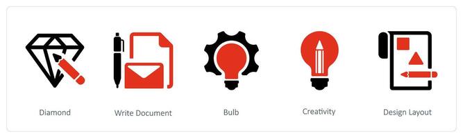 Diamant, schreiben dokumentieren und Birne vektor