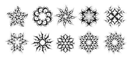 Stammes- Kreise. keltisch Spiral- Motive, indisch Maori indisch traditionell dekorativ Elemente, Blumen- wirbelt und Kurven. Vektor isoliert einstellen