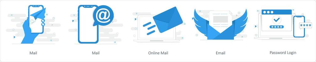ein einstellen von 5 mischen Symbole wie Post, online Post, Email vektor