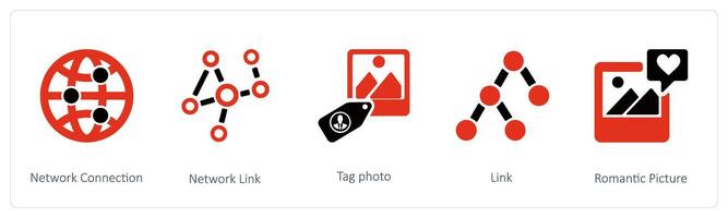 Netzwerk Verbindung, Netzwerk Verknüpfung und Etikett Foto vektor