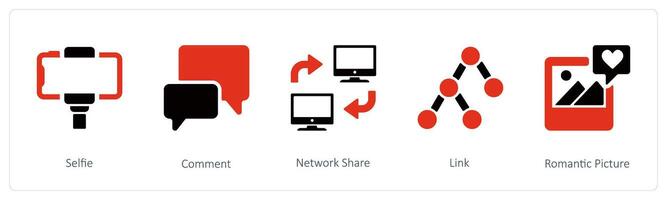selfie, kommentar och nätverk dela med sig vektor