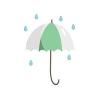 Regenschirm mit Regen Vektor Illustration im Gekritzel Stil.