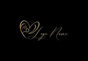 Logo Linie Mama und Baby, Baby Pflege und Liebe Form. Luxus, Gold, elegant Konzept. editierbar Farbe vektor