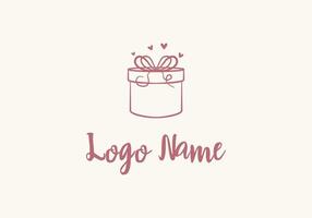 logotyp linje gåva låda och kärlek rosa, logotyp inbjudan, bröllop, gåva. logotyp feminist, enkel linje. redigerbar fil vektor