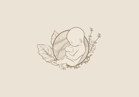 logotyp linje bebis foster och botanisk. estetisk och feminin, enkel linje och lyx modern. redigerbar Färg. vektor