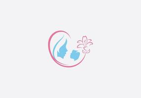 Logo Mama und Baby Pflege mit Lilie Blume. editierbar Farbe vektor
