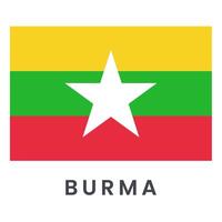 burma flagga isolerat på vit bakgrund. vektor