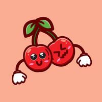 söt vektor design illustration av körsbär frukt