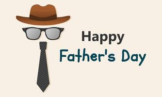 Lycklig fars dag begrepp med hatt, solglasögon, och slips. vektor illustration.