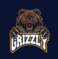 Vektor Grizzly Bär Maskottchen Logo Vorlage