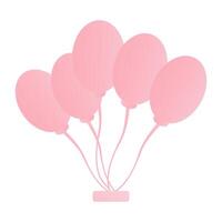 rosa ballong med hjärta vektor
