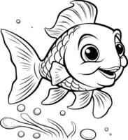 süß Fisch Färbung Seite Zeichnung zum Kinder vektor