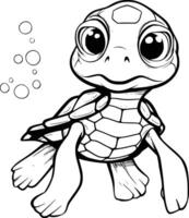 süß Schildkröte Färbung Seiten zum Kinder und Kleinkinder vektor