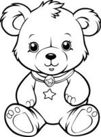 süß Teddy Bär Färbung Seiten Zeichnung zum Kinder vektor