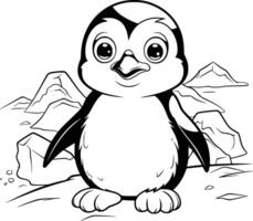 süß Pinguin Färbung Seite Zeichnung zum Kinder vektor