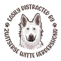 lätt förvirrad förbi vit swiss herde hund t-shirt design proffs vektor