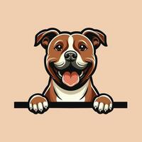 ai generiert amerikanisch Staffordshire Terrier spähen Gesicht Illustration Profi Vektor