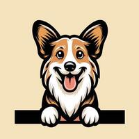 ai generiert Strickjacke Walisisch Corgi Hund spähen Gesicht isoliert Illustration vektor