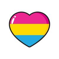 rosa, gul, och blå färgad hjärta ikon, som de färger av de pansexual flagga. lgbtqi begrepp. platt vektor illustration.