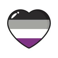 Schwarz, grau, Weiß und lila farbig Herz Symbol, wie das Farben von das asexuell Flagge. lgbtqi Konzept. eben Vektor Illustration.