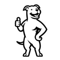 ai generiert Staffordshire Stier Terrier Hund glücklich Daumen oben Illustration vektor
