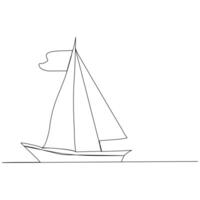 kontinuierlich Single Linie Kunst Zeichnung einer Linie Illustration Kunst auf Segelboot vektor