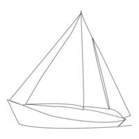 kontinuerlig enda linje konst teckning ett linje illustration konst på segelbåt vektor