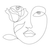 kontinuierlich Single einer Linie Rose Design Hand gezeichnet Zeichnung Rosen Linie Kunst Illustration vektor