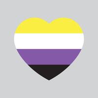 Gelb, Weiss, lila und schwarz farbig Herz Symbol, wie das Farben von das nicht binär Flagge. eben Vektor Illustration.