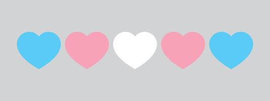 Blau, Rosa und Weiß farbig Herz Symbol, wie das Farben von das Transgender Flagge. lgbtqi Konzept. eben Vektor Illustration.